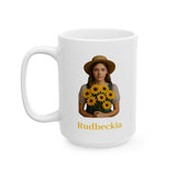 Charming Country Girl Ceramic Mug with Rudbeckia Design - Perfect for Coffee Lovers, Gift for Friends, Daily Inspiration, or Morning Routine
