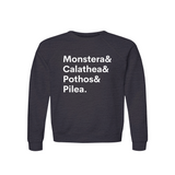 Monstera, Calathea, Pothos & Pilea Plant Lover Sweatshirt – Organic Cotton Raglan