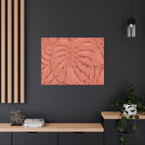 Coral Monstera Canvas Print – Botanical Wall Art