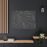 Charcoal Monstera Canvas Print – Botanical Wall Art
