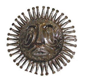 10" Haitian Metal Steel Drum Sun Face in Natural - Caribbean Craft - FREE SHIPPING