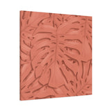 Coral Monstera Canvas Print – Botanical Wall Art