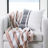 Genevieve 18X18" Handwoven Striped In/Outdoor Throw Pillow