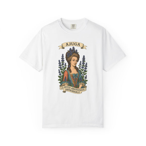 Botanical T-shirt: Ajuga 'La Petite Aristocrate Improbable' - A Unisex Garment-Dyed Tee