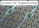 Metal pegs for pegboard on a grid background