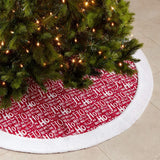 Fennco Styles Ho Ho Ho Christmas Tree Skirt 72" Round - Red Cotton Tree Skirt for Home, Holiday Tree, Indoor Outdoor and Special Occasion