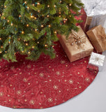 Fennco Styles Embroidered and Sequined Christmas Tree Skirt 54" X 54" Round - Burgundy Holiday Tree Skirt for Home, Holiday Tree, Indoor & Outdoor, and Special Occasion