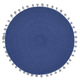 Fennco Styles Pom Pom Textured Placemats 15 Inches Round, Set of 4 – Modern Traycloth Table Mats for Home, Dining Room Décor, Banquets, Indoor & Outdoor and Special Events