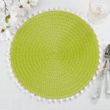 Fennco Styles Pom Pom Textured Placemats 15 Inches Round, Set of 4 – Modern Traycloth Table Mats for Home, Dining Room Décor, Banquets, Indoor & Outdoor and Special Events