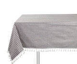 Fennco Styles Simply Striped Tassel Cotton Blend 55 x 55 Inch Tablecloth - Green Table Cover for Banquets, Holiday, Special Events, Outdoor and Home Décor