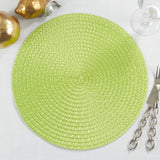Fennco Styles Modern Everyday Textured Placemats 15 Inches Round, Set of 4 – Black Woven Table Mats for Home, Dining Room Décor, Banquets, Indoor & Outdoor and Special Events