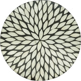 Fennco Styles Geometric Capiz Design Placemat 15" Round, 1-Piece – Black & White Elegant Table Mat for Home, Dining Room Décor, Banquets, Indoor & Outdoor and Special Events