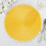 Fennco Styles Pom Pom Textured Placemats 15 Inches Round, Set of 4 – Modern Traycloth Table Mats for Home, Dining Room Décor, Banquets, Indoor & Outdoor and Special Events