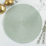Fennco Styles Modern Everyday Textured Placemats 15 Inches Round, Set of 4 – Black Woven Table Mats for Home, Dining Room Décor, Banquets, Indoor & Outdoor and Special Events