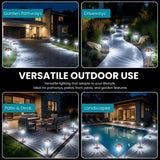 Collage of outdoor lighting fixtures used on garden pathways, driveways, patio & deck, and landscapes.