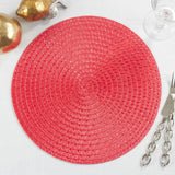 Fennco Styles Modern Everyday Textured Placemats 15 Inches Round, Set of 4 – Black Woven Table Mats for Home, Dining Room Décor, Banquets, Indoor & Outdoor and Special Events