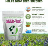 Seed-Tac packaging with promotional text and branding on a grassy background