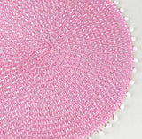 Fennco Styles Pom Pom Textured Placemats 15 Inches Round, Set of 4 – Modern Traycloth Table Mats for Home, Dining Room Décor, Banquets, Indoor & Outdoor and Special Events