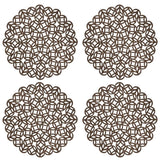 Fennco Styles Unique Engineered Wood Laser Cut Placemats 15" Round, Set of 4 – Brown Modern Traycloth Table Mats for Home, Dining Room Décor, Banquets, Indoor Outdoor and Special Events