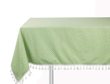Fennco Styles Simply Striped Tassel Cotton Blend 55 x 55 Inch Tablecloth - Green Table Cover for Banquets, Holiday, Special Events, Outdoor and Home Décor