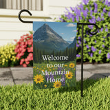 Welcome to Our Mountain Home Garden Banner | Outdoor Flag, Housewarming Gift, Spring Decor, Floral Garden Sign, Nature Lover's Decor