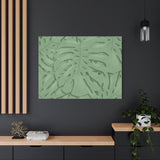 Sage Green Monstera Canvas Print – Botanical Wall Art