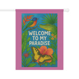 Welcome to My Paradise – South Florida Garden Banner, Colorful Outdoor Decor, Tropical Flag for Home, Vibrant Yard Sign, Perfect for Summer Celebrations