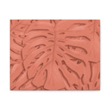 Coral Monstera Canvas Print – Botanical Wall Art