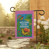 Welcome to My Paradise – South Florida Garden Banner, Colorful Outdoor Decor, Tropical Flag for Home, Vibrant Yard Sign, Perfect for Summer Celebrations