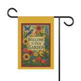 Garden Welcome Banner, Floral Garden Decor, Home Sweet Home Sign, Outdoor Flag for Garden Lovers, Welcome To Our Garden