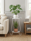 Two-Tier Metal Plant Stand – Double Layer Iron Flower Rack for Indoor & Outdoor Plants