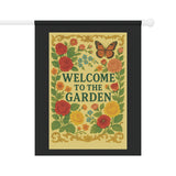 Victorian Garden Banner - Welcome to the Garden Flag, Floral Outdoor Decor, Spring Gardening Gift, Butterfly Garden Sign, Home & Patio Decor