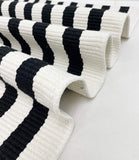 Fennco Styles Woven Classic Striped Area Rug 24" W x 51" L - Navy Blue Cotton Blend Carpet Indoor Outdoor Floor Mat for Living Room, Entryway, Bedroom and Floor Décor