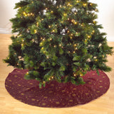 Fennco Styles Embroidered and Sequined Christmas Tree Skirt 54" X 54" Round - Burgundy Holiday Tree Skirt for Home, Holiday Tree, Indoor & Outdoor, and Special Occasion
