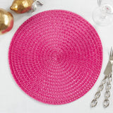 Fennco Styles Modern Everyday Textured Placemats 15 Inches Round, Set of 4 – Black Woven Table Mats for Home, Dining Room Décor, Banquets, Indoor & Outdoor and Special Events
