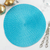 Fennco Styles Modern Everyday Textured Placemats 15 Inches Round, Set of 4 – Black Woven Table Mats for Home, Dining Room Décor, Banquets, Indoor & Outdoor and Special Events