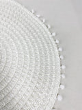 Fennco Styles Pom Pom Textured Placemats 15 Inches Round, Set of 4 – Modern Traycloth Table Mats for Home, Dining Room Décor, Banquets, Indoor & Outdoor and Special Events