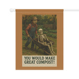 Scarecrow & Skeleton Garden Humor – Funny Fall Compost Banner