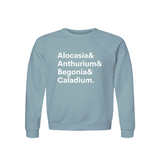 Alocasia, Anthurium, Begonia & Caladium Plant Lover Sweatshirt – Organic Cotton Raglan