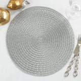 Fennco Styles Modern Everyday Textured Placemats 15 Inches Round, Set of 4 – Black Woven Table Mats for Home, Dining Room Décor, Banquets, Indoor & Outdoor and Special Events