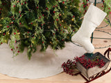 Fennco Styles Red Piping Design Decorative Christmas Tree Skirt 56 Inch Round - Linen Blend Holiday Tree Skirt for Home, Christmas Tree, Indoor Outdoor Decoration