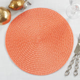 Fennco Styles Modern Everyday Textured Placemats 15 Inches Round, Set of 4 – Black Woven Table Mats for Home, Dining Room Décor, Banquets, Indoor & Outdoor and Special Events