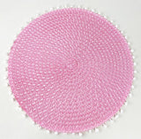 Fennco Styles Pom Pom Textured Placemats 15 Inches Round, Set of 4 – Modern Traycloth Table Mats for Home, Dining Room Décor, Banquets, Indoor & Outdoor and Special Events