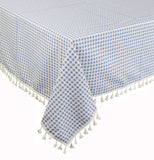 Fennco Styles Simply Striped Tassel Cotton Blend 55 x 55 Inch Tablecloth - Green Table Cover for Banquets, Holiday, Special Events, Outdoor and Home Décor