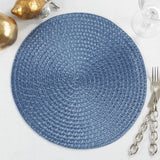 Fennco Styles Modern Everyday Textured Placemats 15 Inches Round, Set of 4 – Black Woven Table Mats for Home, Dining Room Décor, Banquets, Indoor & Outdoor and Special Events