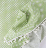 Fennco Styles Simply Striped Tassel Cotton Blend 55 x 55 Inch Tablecloth - Green Table Cover for Banquets, Holiday, Special Events, Outdoor and Home Décor