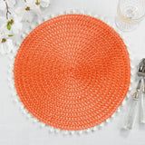 Fennco Styles Pom Pom Textured Placemats 15 Inches Round, Set of 4 – Modern Traycloth Table Mats for Home, Dining Room Décor, Banquets, Indoor & Outdoor and Special Events