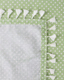 Fennco Styles Simply Striped Tassel Cotton Blend 55 x 55 Inch Tablecloth - Green Table Cover for Banquets, Holiday, Special Events, Outdoor and Home Décor