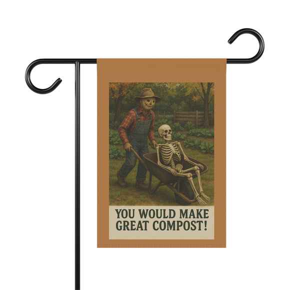Scarecrow & Skeleton Garden Humor – Funny Fall Compost Banner