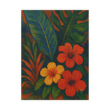 Gauguin Inspired Tropical Still Life with Hibiscus and Foliage